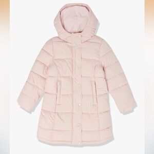 NWT Amazon Essentials Light Pink Hooded Puffer Jacket Girls XL (10)